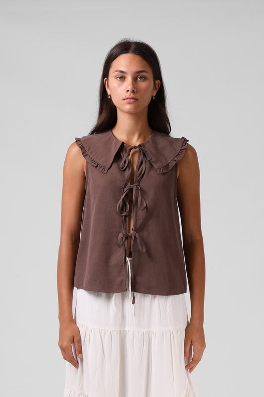 RPM ADDISON BLOUSE - CHOCOLATE - THE VOGUE STORE