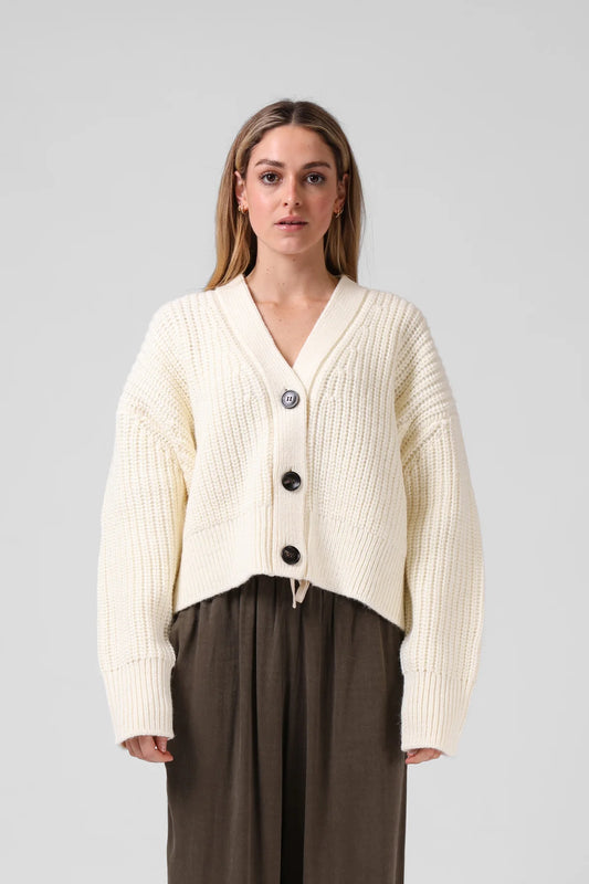 RPM CHUNKY CARDIGAN - CREAM - THE VOGUE STORE