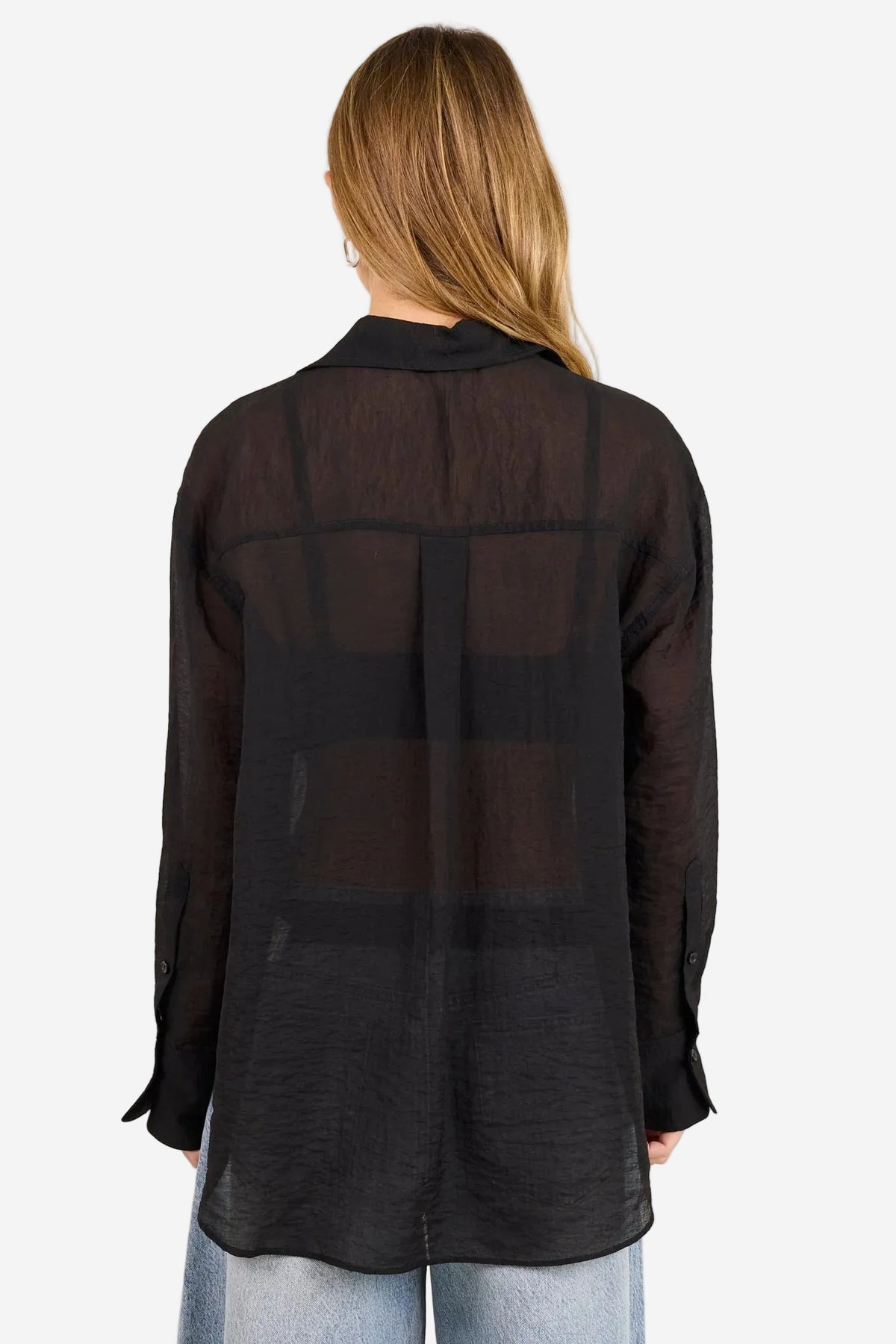 STORIES BE TOLD REFLEX BLACK SEMI SHEER OVERSIZED SHIRT - THE VOGUE STORE