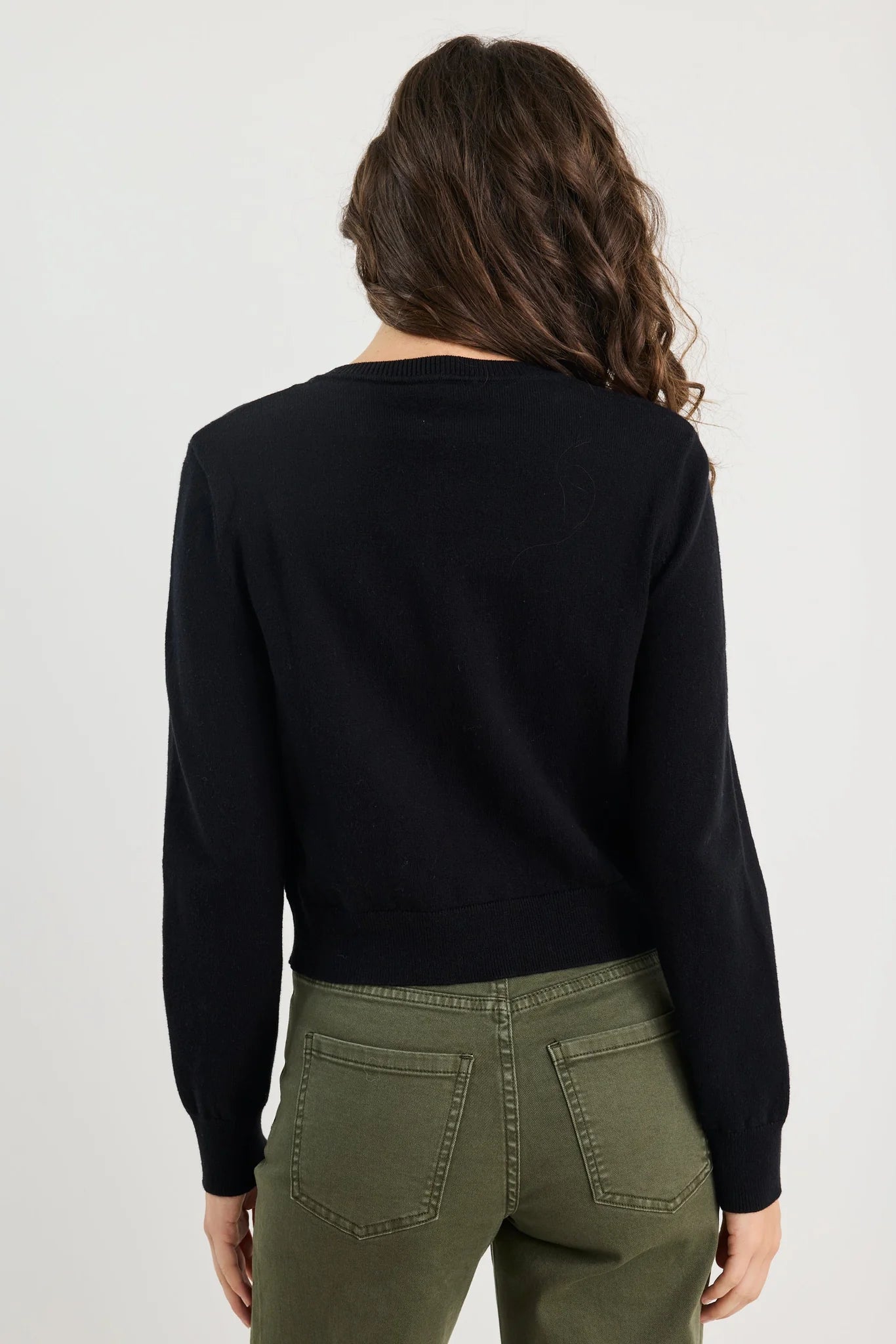 AMONG THE BRAVE REPLICA BLACK COTTON CASHMERE CREWNECK CARDIGAN - THE VOGUE STORE