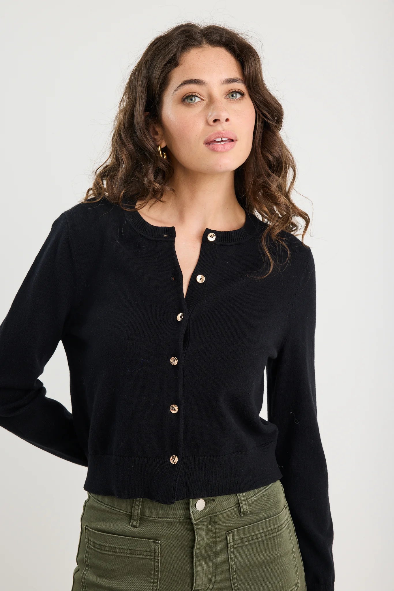 AMONG THE BRAVE REPLICA BLACK COTTON CASHMERE CREWNECK CARDIGAN - THE VOGUE STORE