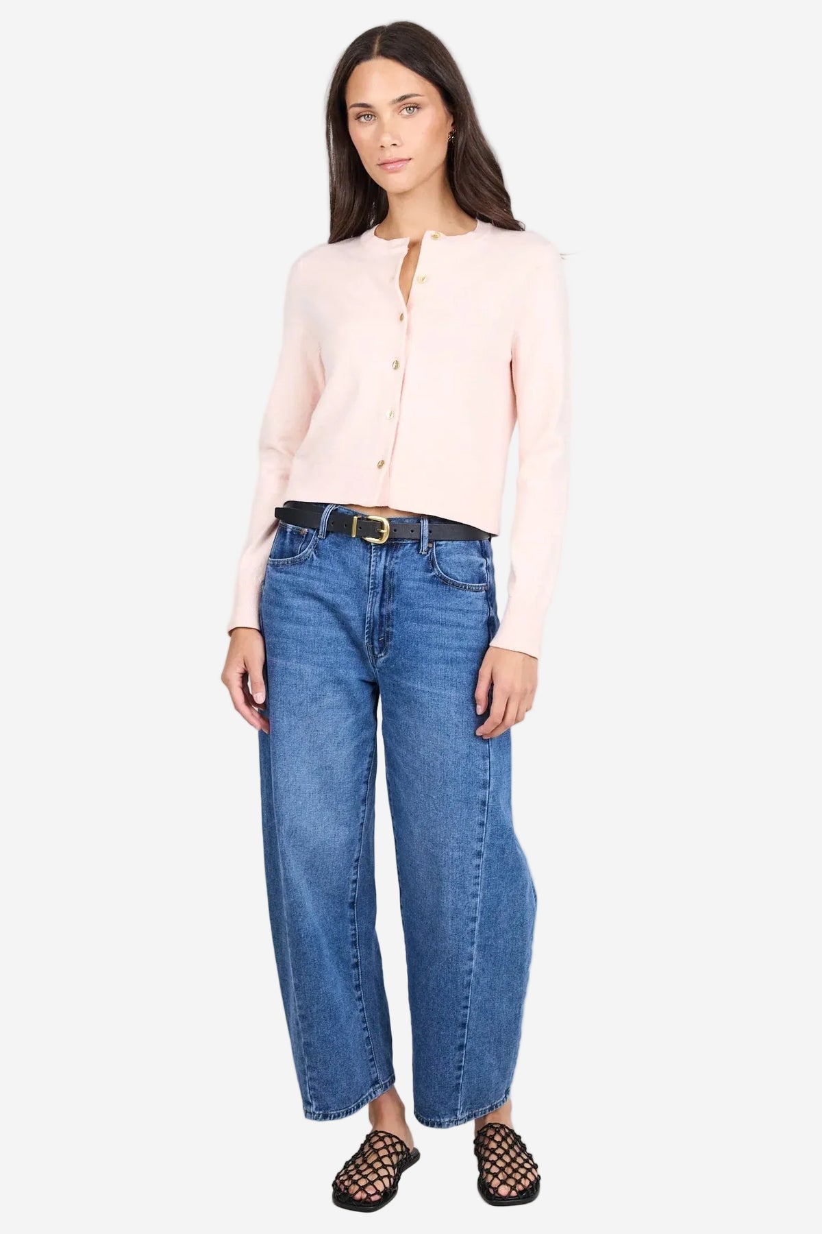AMONG THE BRAVE REPLICA BLUSH COTTON CASHMERE CREWNECK CARDIGAN - THE VOGUE STORE