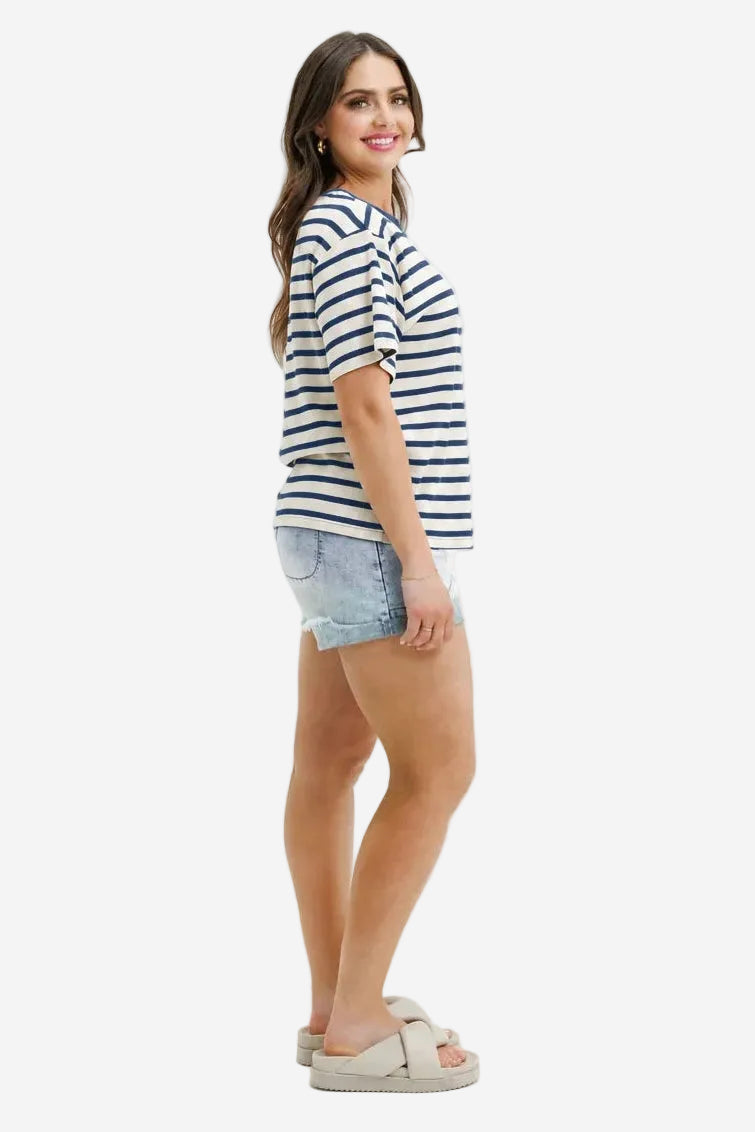 HOMELEE RONY TEE - OFF DUTY STRIPES - THE VOGUE STORE