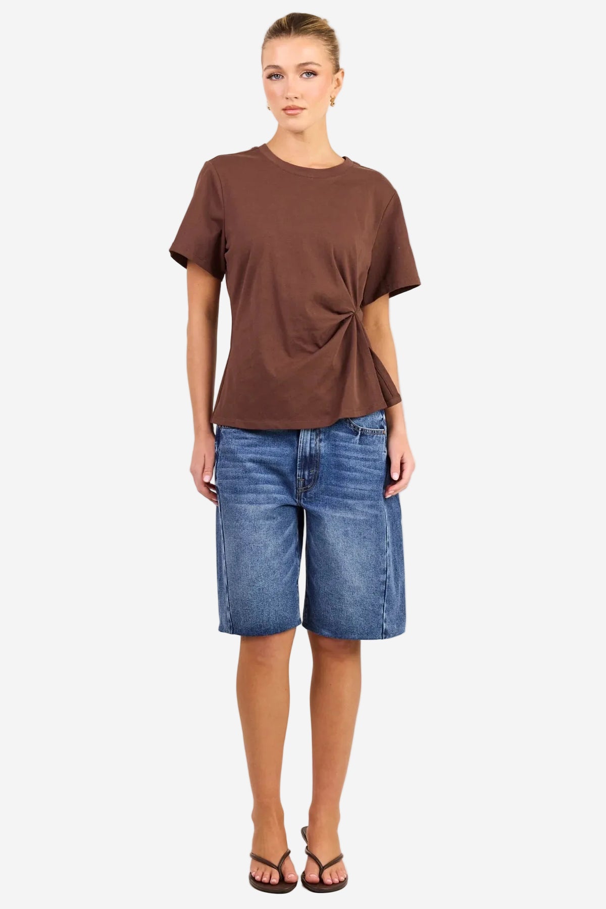 IVY + JACK RUPTURE CHOCOLATE SPLIT DETAIL TEE - THE VOGUE STORE