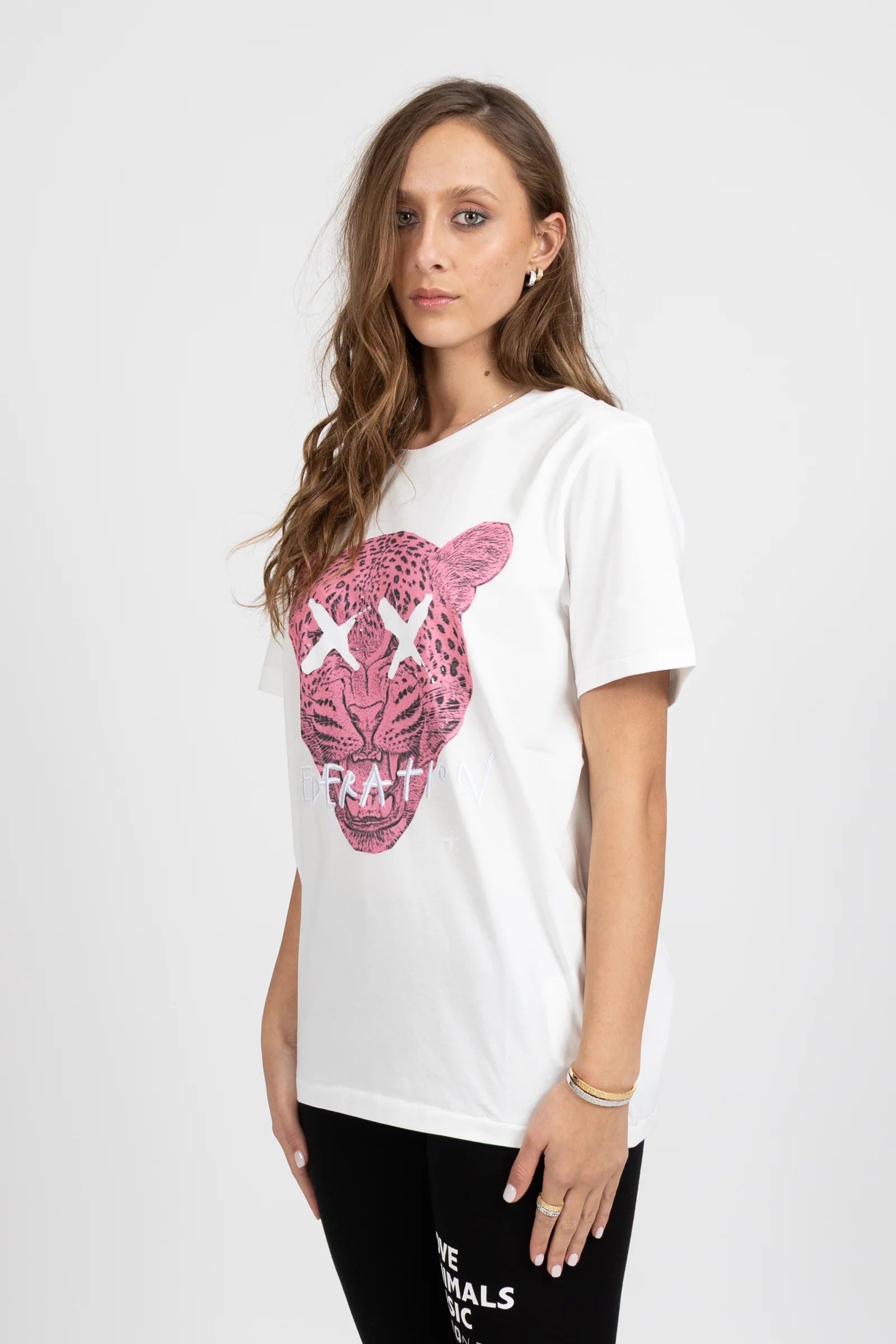 FEDERATION RUSH TEE LEOPARD - WHITE - THE VOGUE STORE