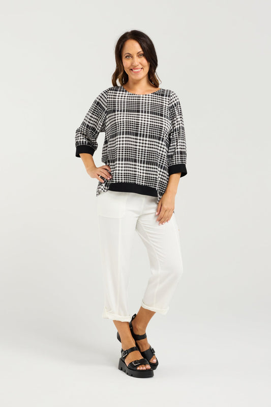 SEDUCE TAYLOR TOP - BLACK CHECK - THE VOGUE STORE