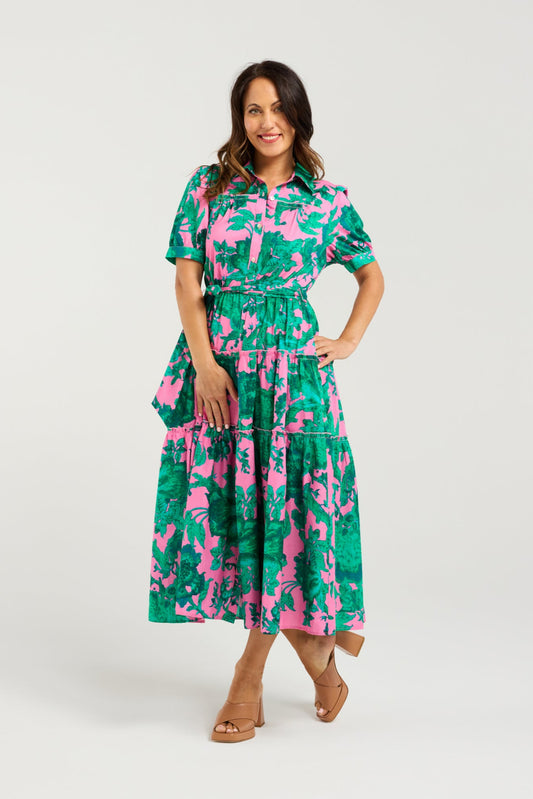 SEDUCE ELISE DRESS - PINK JUNGLE - THE VOGUE STORE
