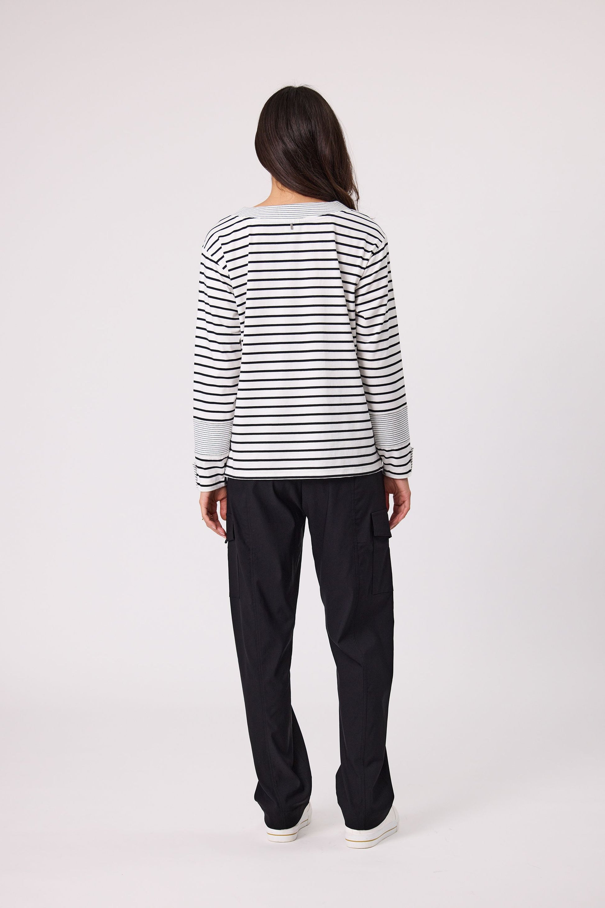 DESIGN NATION ANNEX TOP - BLACK STRIPE - THE VOGUE STORE