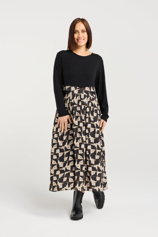 SEDUCE DELLAH DRESS - GOLDEN GRID - THE VOGUE STORE