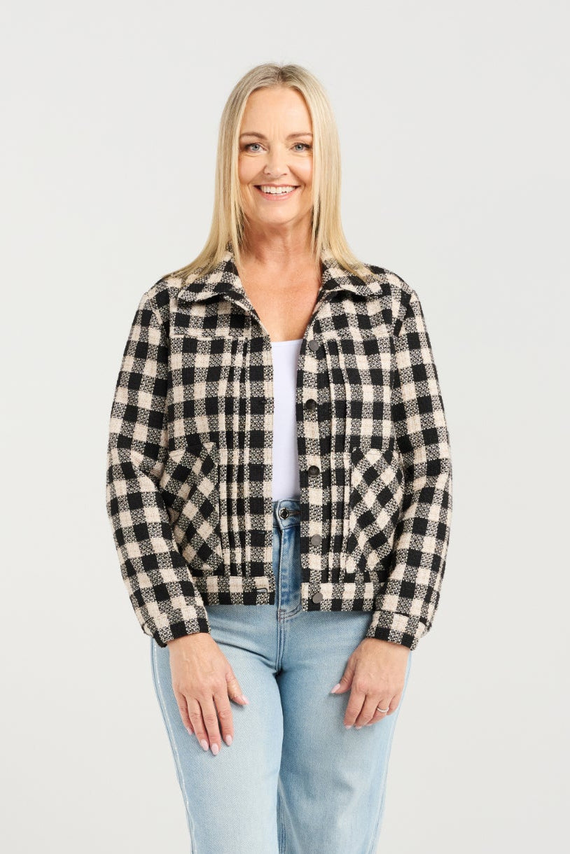 SEDUCE TRISH JACKET - GRANITE CHECK - THE VOGUE STORE