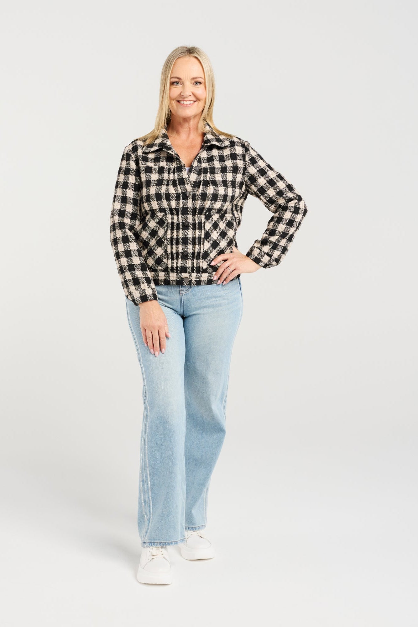 SEDUCE TRISH JACKET - GRANITE CHECK - THE VOGUE STORE