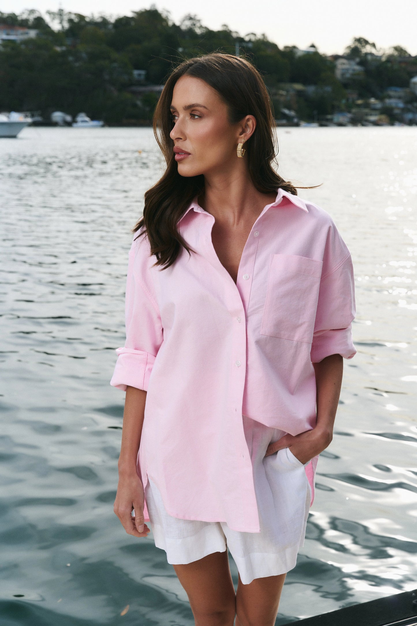 STORIES BE TOLD SIGNATURE PINK OXFORD BOYFRIEND SHIRT - THE VOGUE STORE