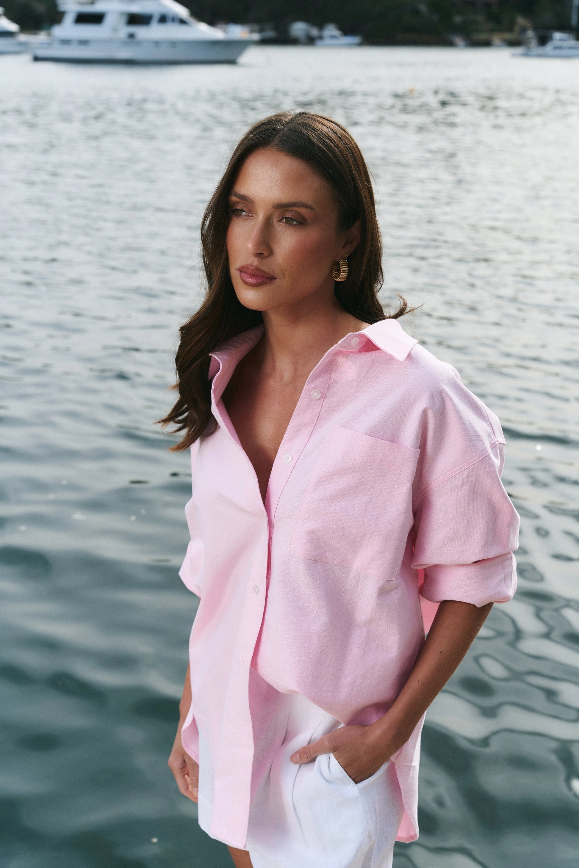 STORIES BE TOLD SIGNATURE PINK OXFORD BOYFRIEND SHIRT - THE VOGUE STORE