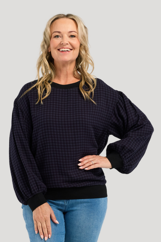 SEDUCE EMILY TOP - INK CHECK - THE VOGUE STORE