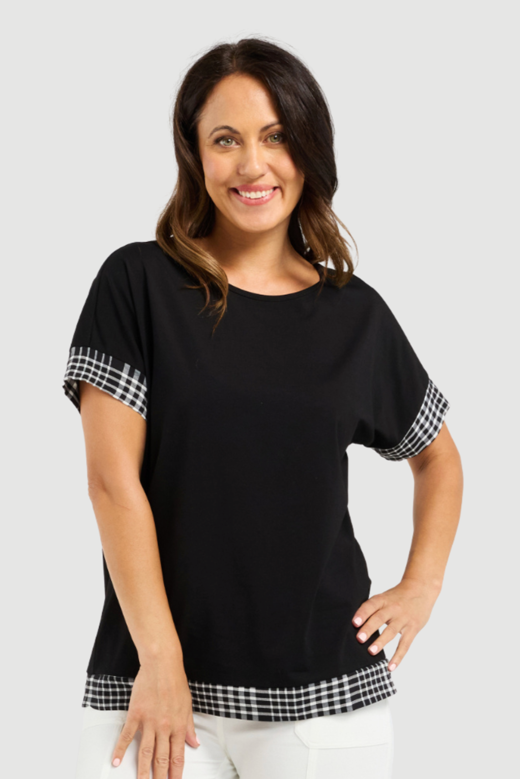 SEDUCE LUNA TOP - BLACK CHECK - THE VOGUE STORE