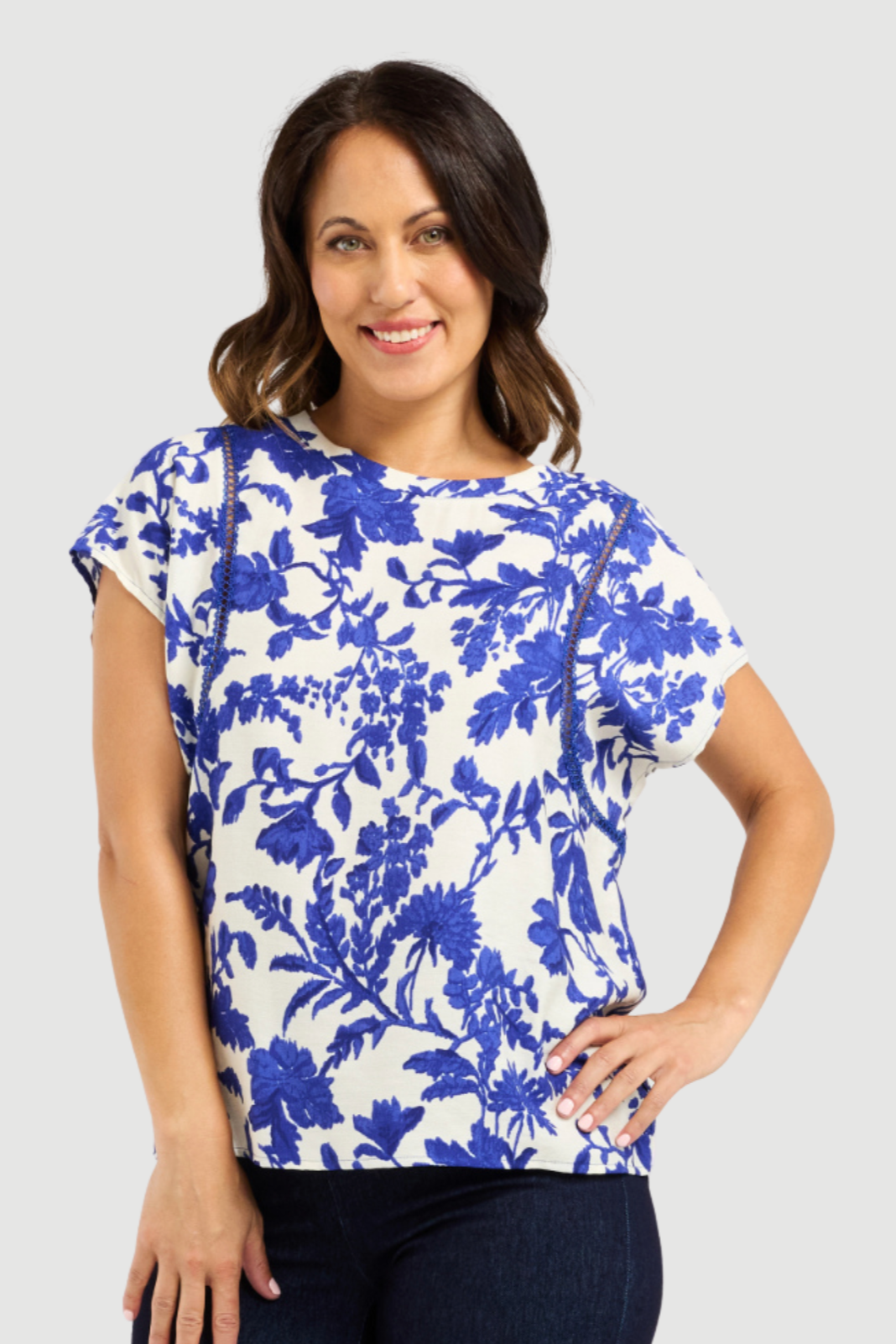 SEDUCE STELLA TOP - COBALT BLOSSOM - THE VOGUE STORE