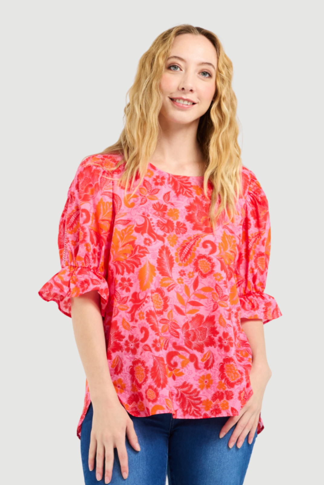 SEDUCE SADIE TOP - ABSTRACT BLUSH - THE VOGUE STORE