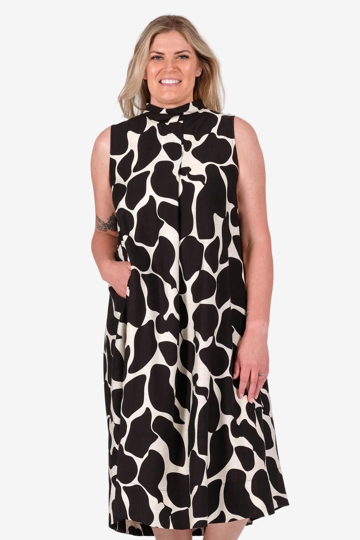 DEEANNE HOBBS GELATO SLEEVELESS DRESS - LAVA BLACK - THE VOGUE STORE