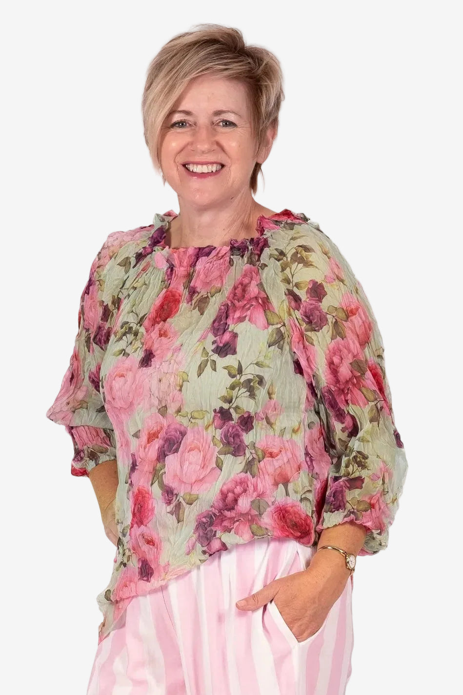 JELLICOE ARABELLA TOP WATERCOLOUR ROSE - THE VOGUE STORE