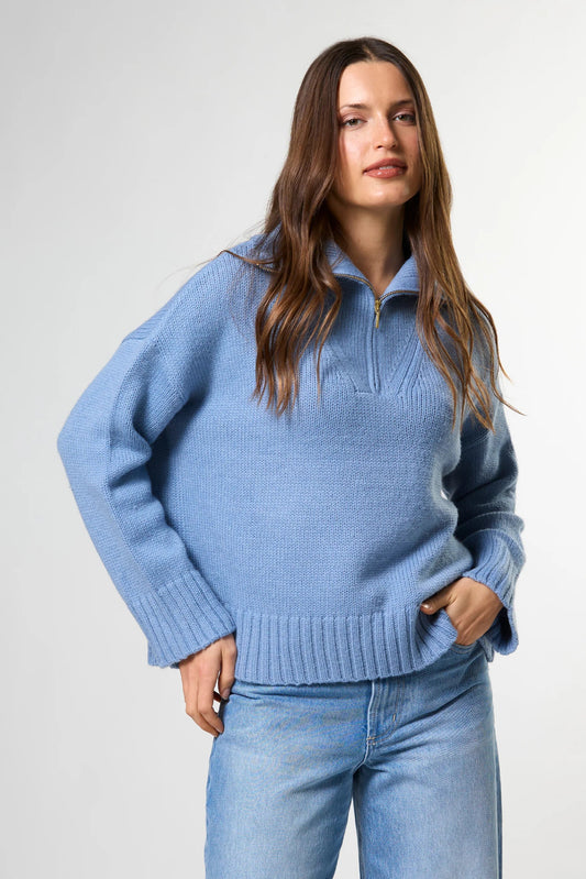 STELLA + GEMMA CORY ZIP KNIT - GLACIER BLUE - THE VOGUE STORE
