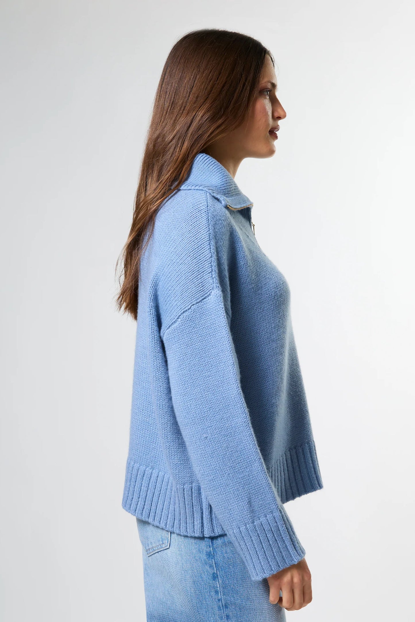 STELLA + GEMMA CORY ZIP KNIT - GLACIER BLUE - THE VOGUE STORE