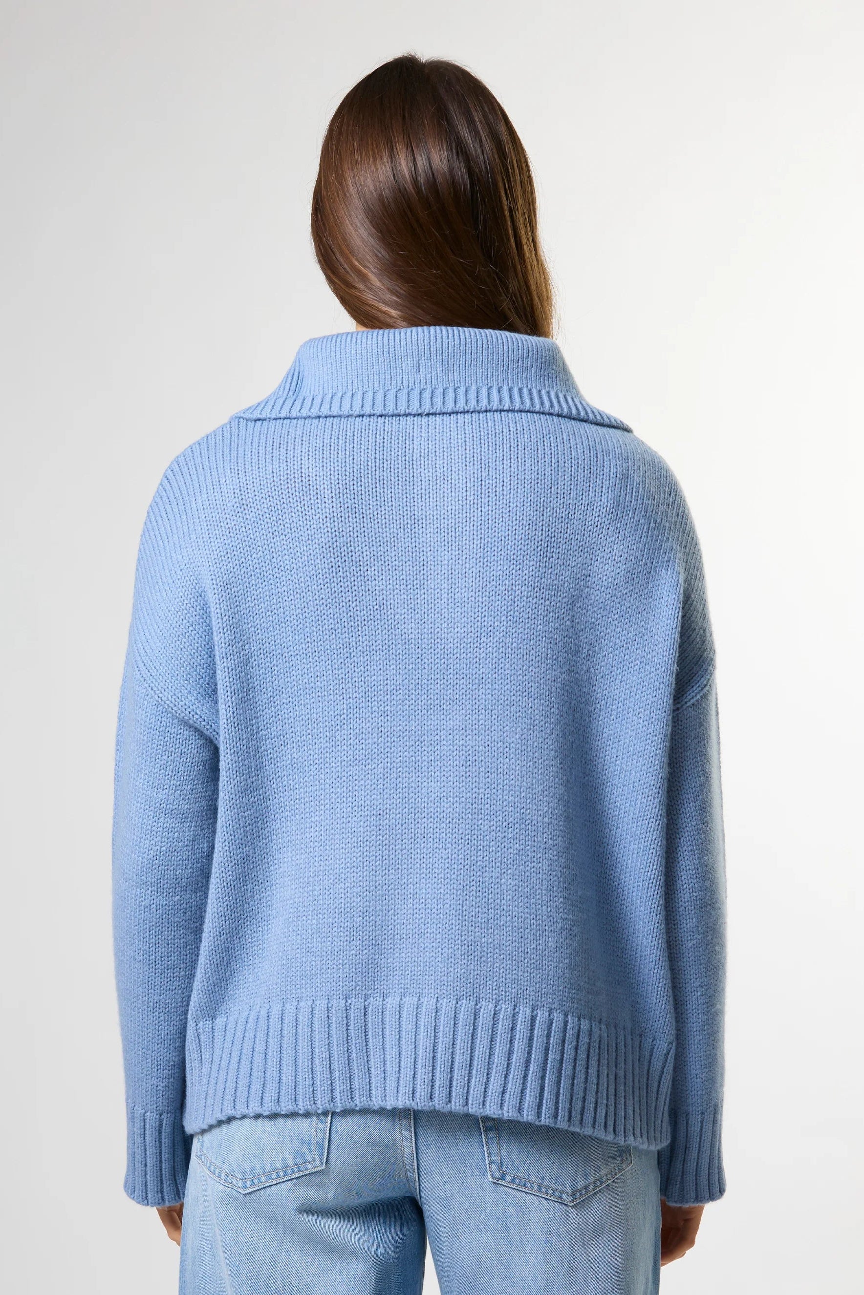 STELLA + GEMMA CORY ZIP KNIT - GLACIER BLUE - THE VOGUE STORE