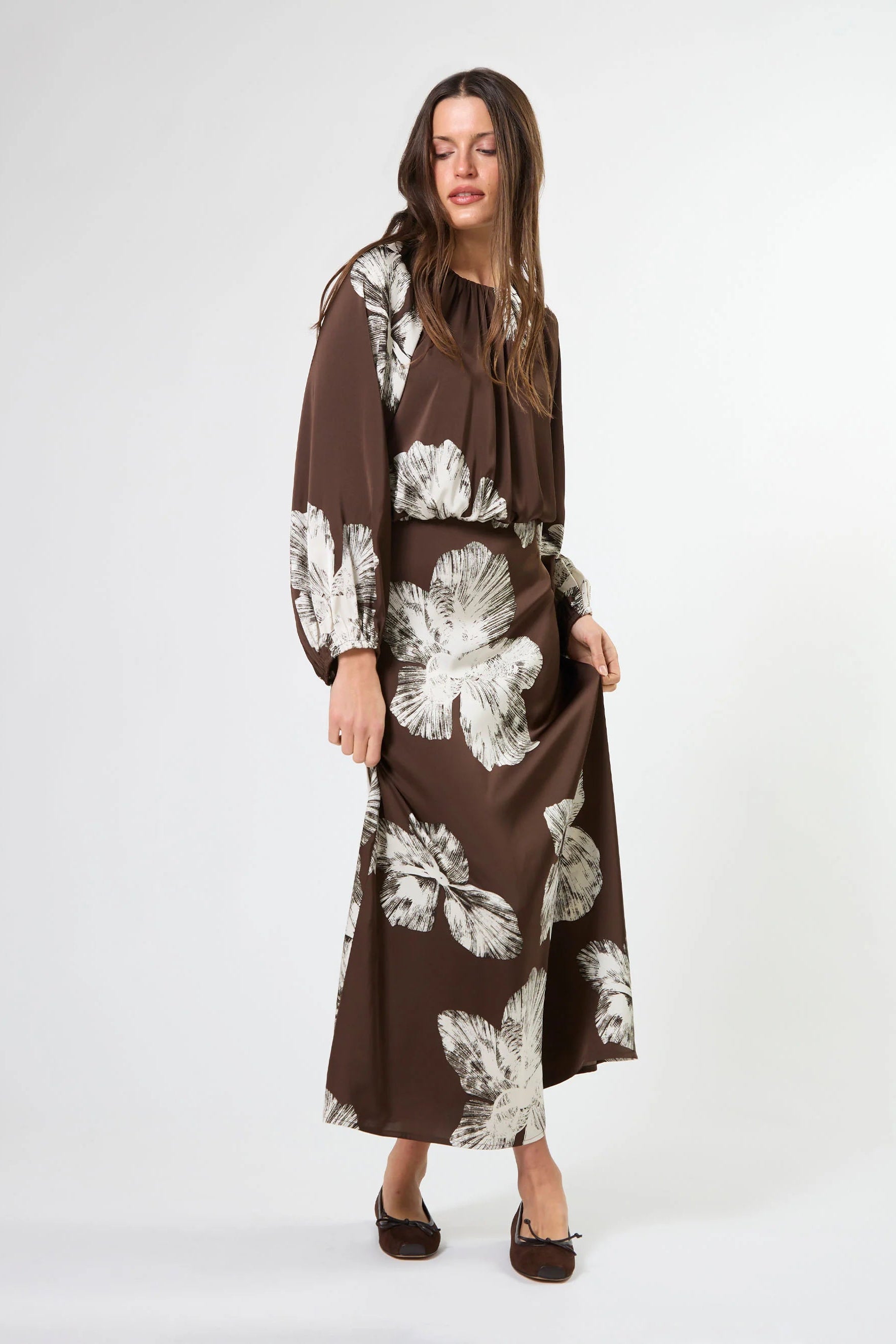 STELLA + GEMMA ASTA DRESS - COCOA BLOOMS - THE VOGUE STORE