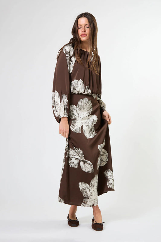 STELLA + GEMMA ASTA DRESS - COCOA BLOOMS - THE VOGUE STORE