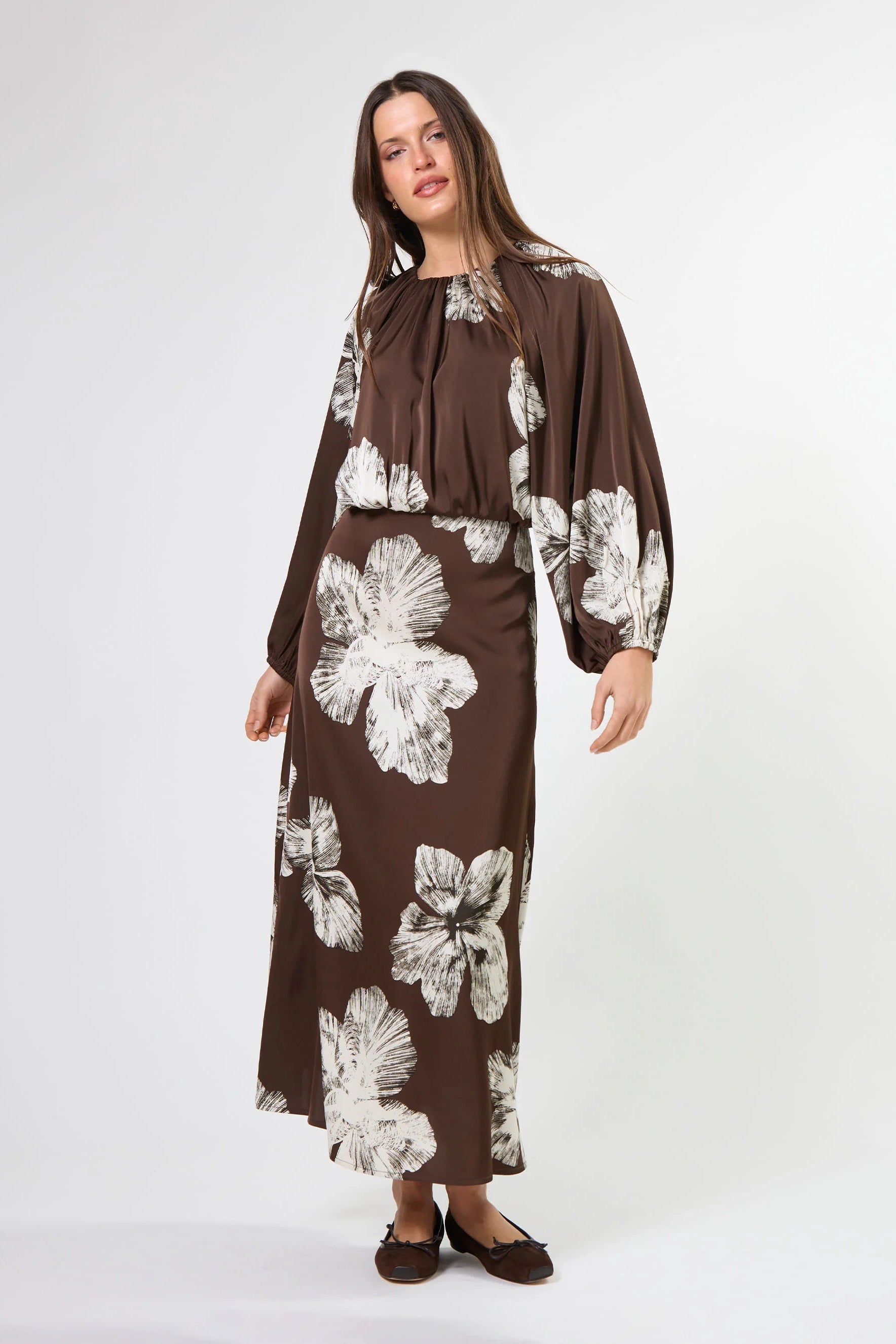 STELLA + GEMMA ASTA DRESS - COCOA BLOOMS - THE VOGUE STORE