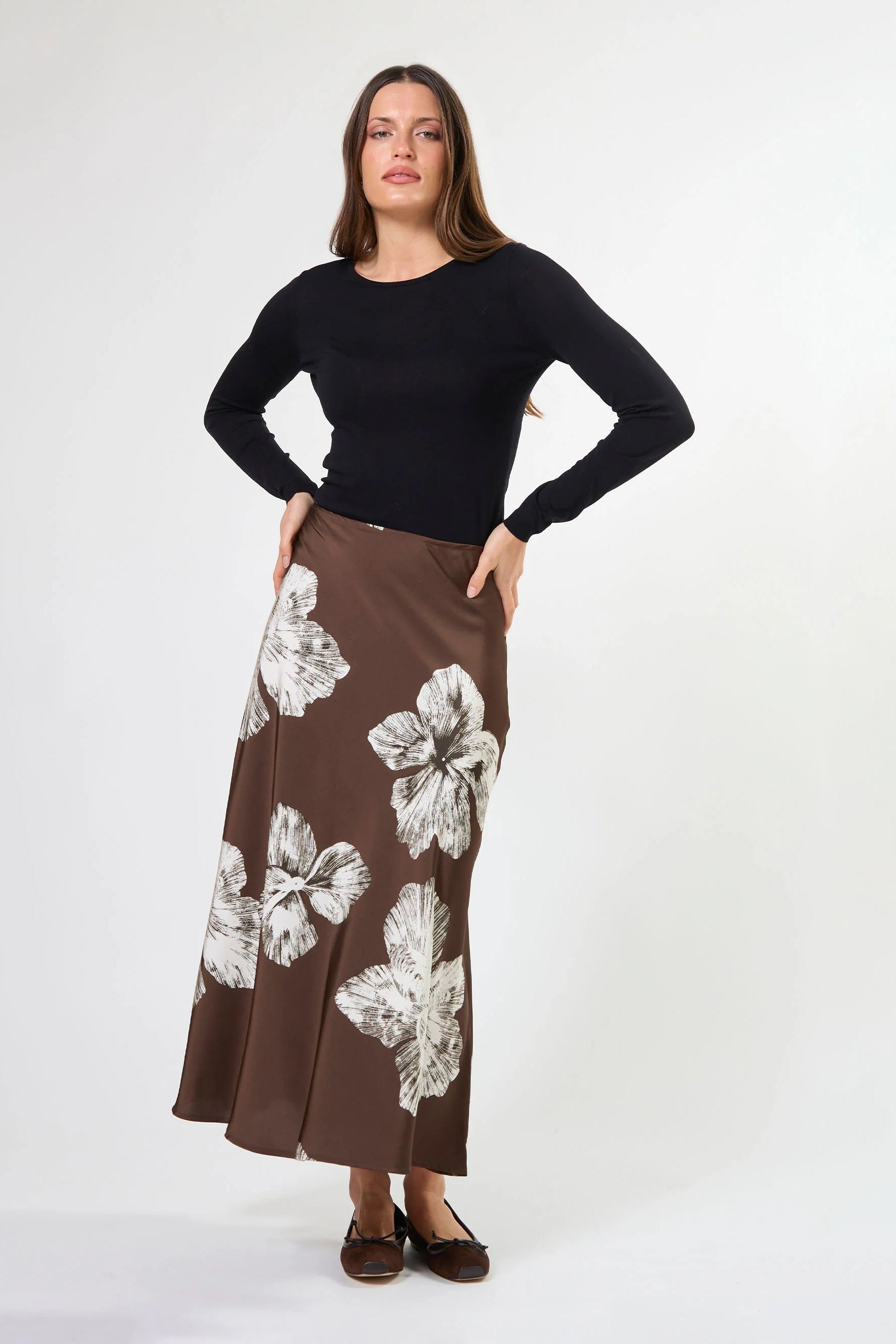 STELLA + GEMMA CALLISTA SKIRT - COCOA BLOOMS - THE VOGUE STORE