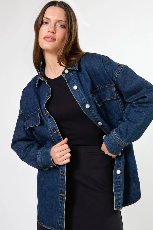 STELLA + GEMMA MARLOW SHIRT - DARK WASH - THE VOGUE STORE