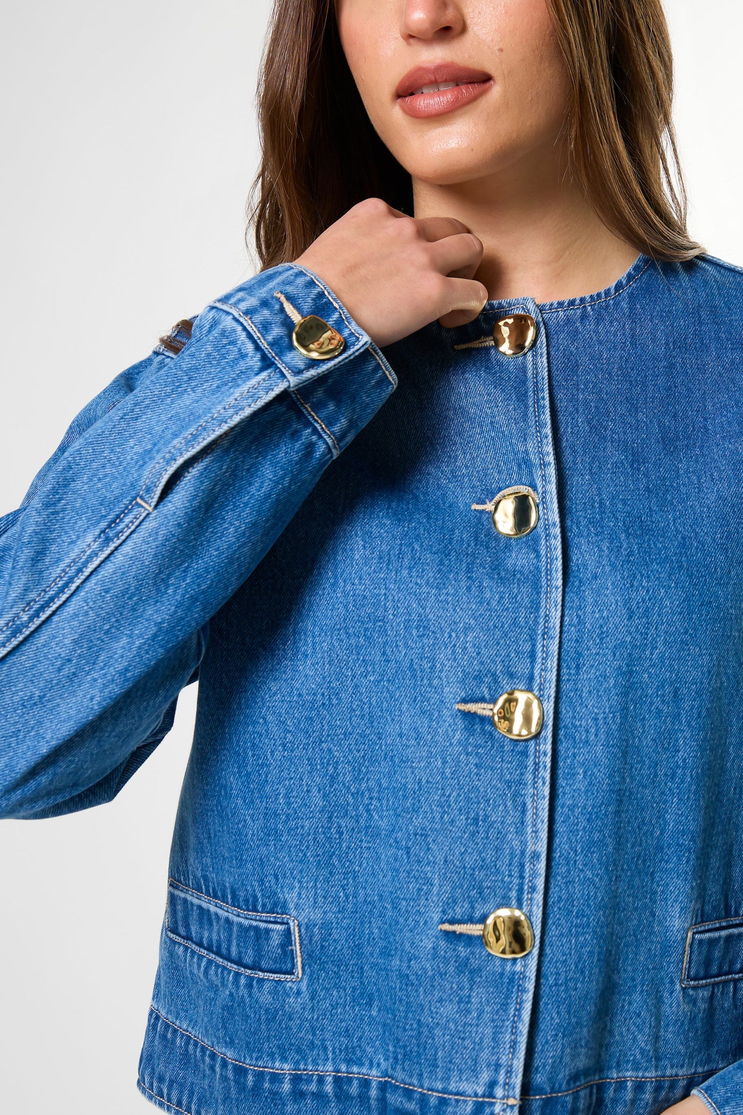 STELLA + GEMMA CLARA JACKET - MID BLUE - THE VOGUE STORE