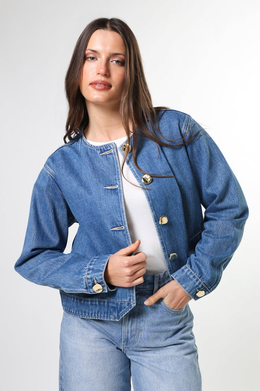 STELLA + GEMMA CLARA JACKET - MID BLUE - THE VOGUE STORE