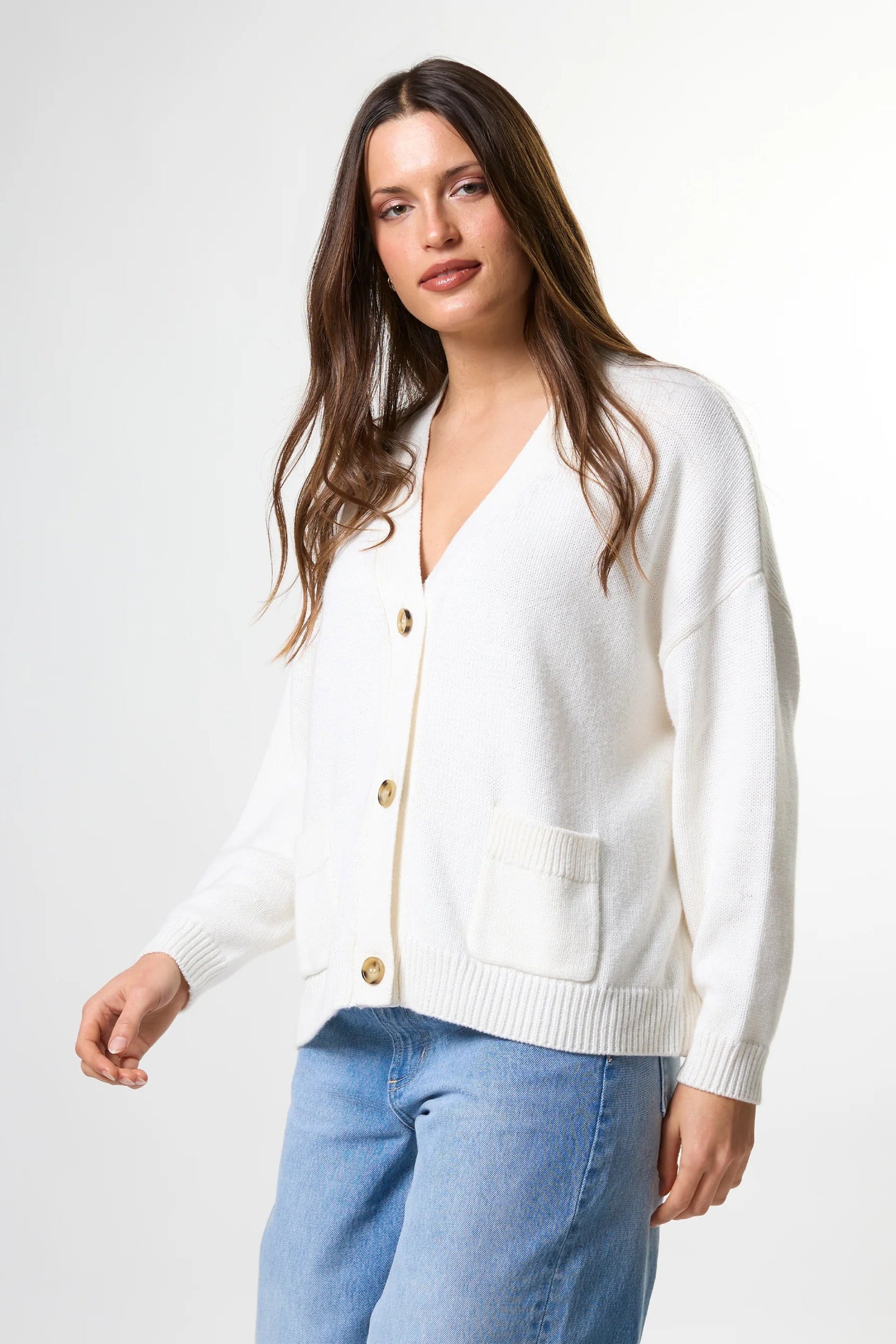 STELLA + GEMMA BENTLEY CARDIGAN - PEARL - THE VOGUE STORE