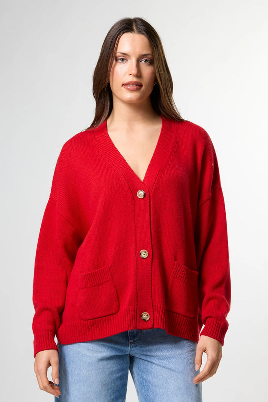 STELLA + GEMMA BENTLEY CARDIGAN - ROUGE - THE VOGUE STORE