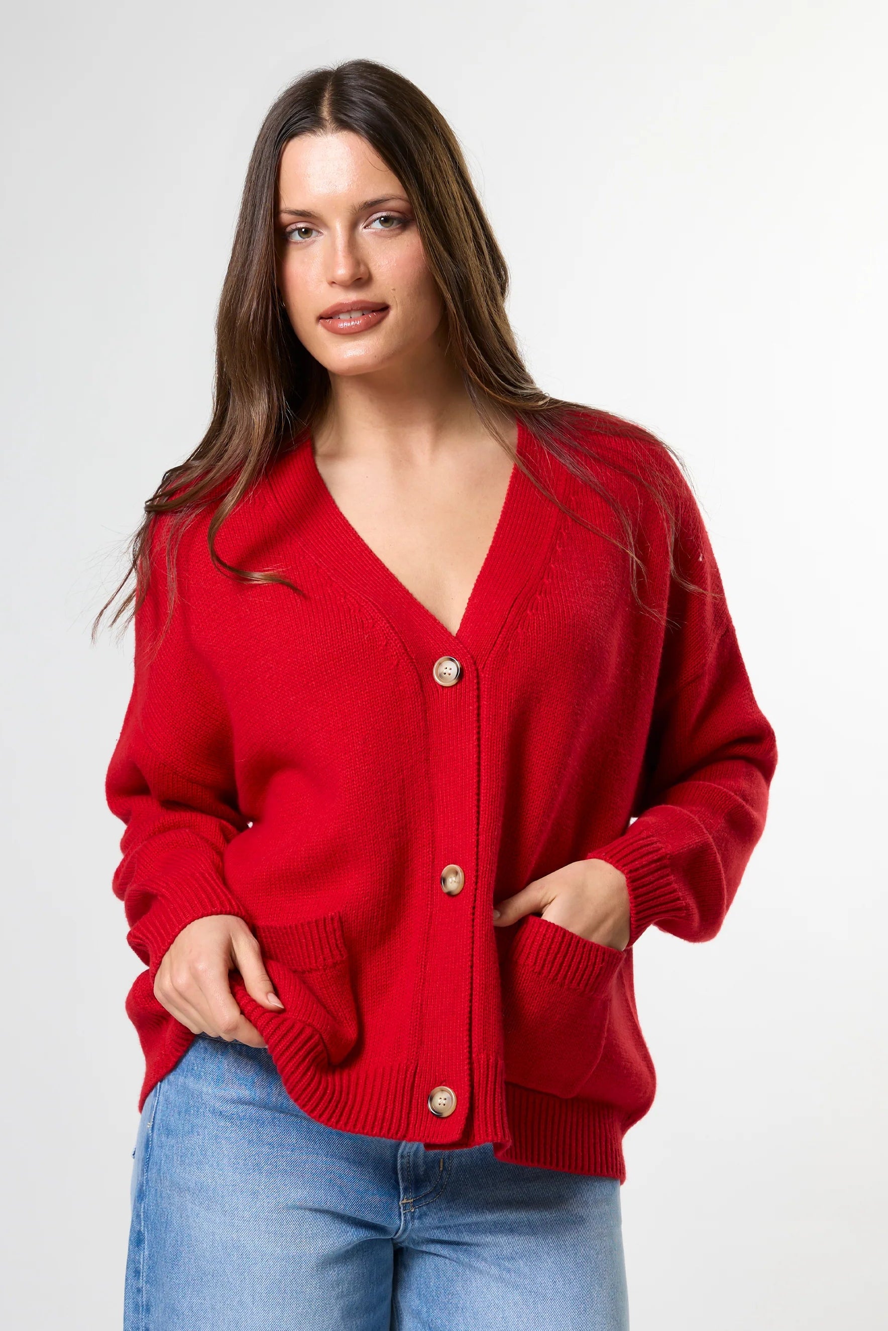 STELLA + GEMMA BENTLEY CARDIGAN - ROUGE - THE VOGUE STORE