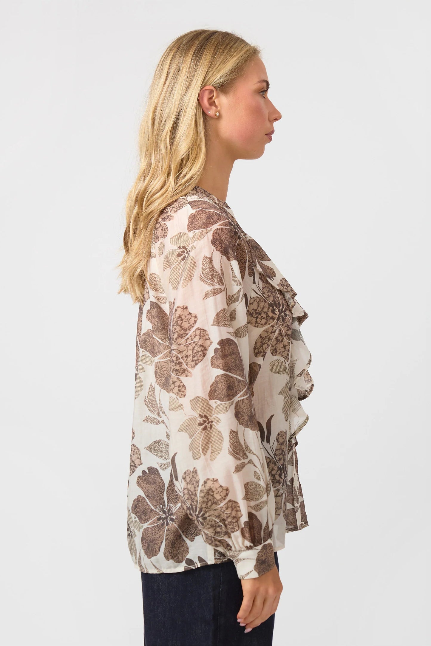 STELLA + GEMMA GINA BLOUSE - BROWN FLORAL - THE VOGUE STORE