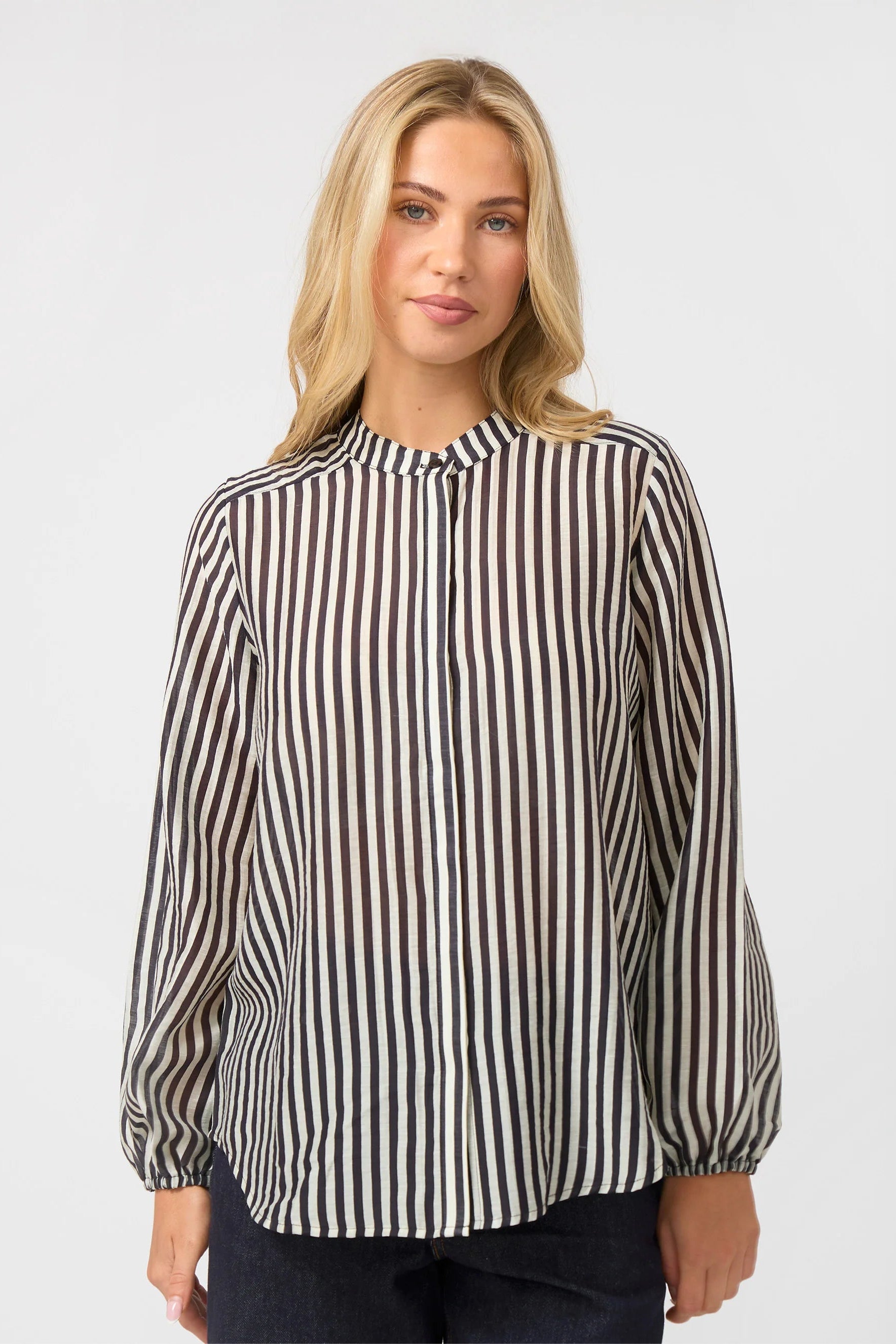 STELLA + GEMMA FAYE BLOUSE - BLACK AND WHITE STRIPE - THE VOGUE STORE