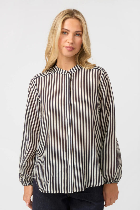 STELLA + GEMMA FAYE BLOUSE - BLACK AND WHITE STRIPE - THE VOGUE STORE