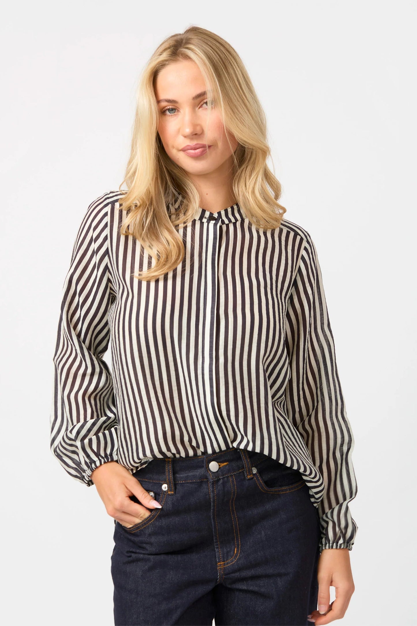 STELLA + GEMMA FAYE BLOUSE - BLACK AND WHITE STRIPE - THE VOGUE STORE