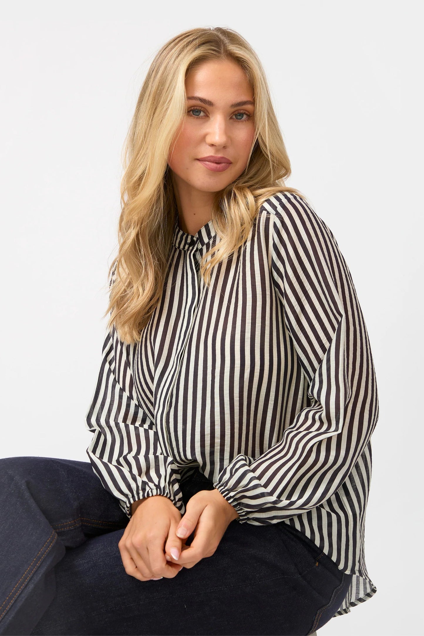 STELLA + GEMMA FAYE BLOUSE - BLACK AND WHITE STRIPE - THE VOGUE STORE