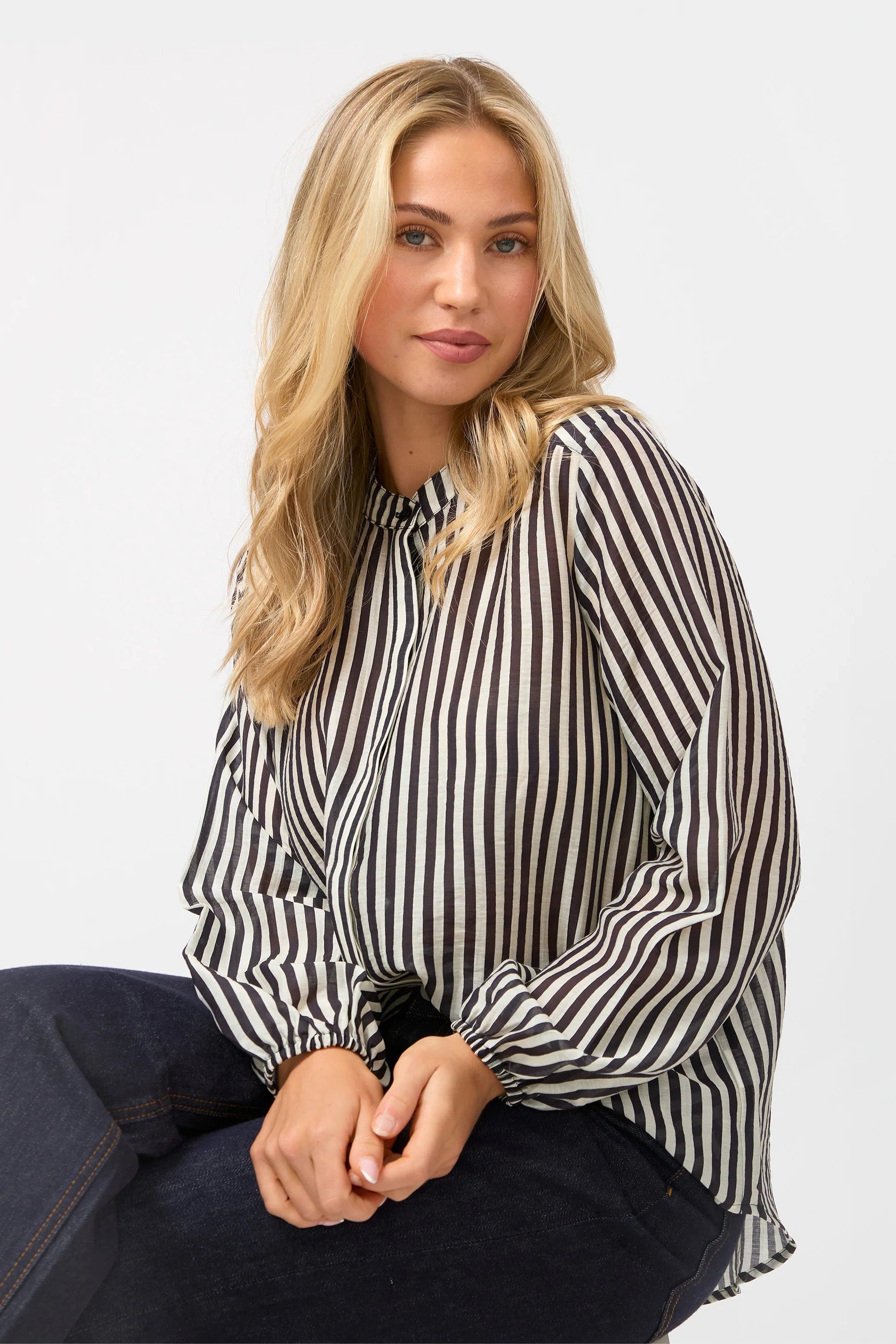 STELLA + GEMMA FAYE BLOUSE - BLACK AND WHITE STRIPE - THE VOGUE STORE