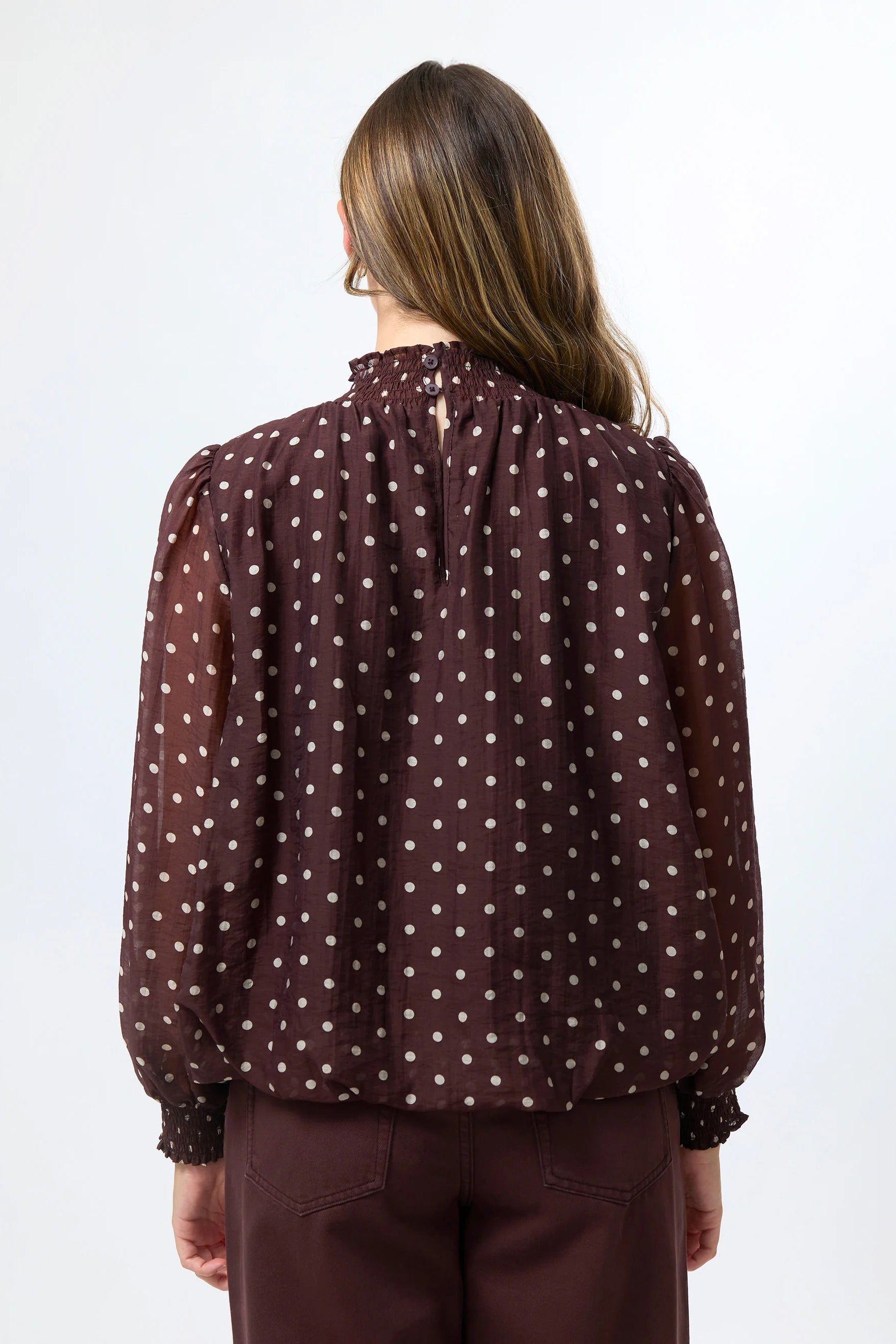 STELLA + GEMMA SUE BLOUSE - CHOC SPOT - THE VOGUE STORE