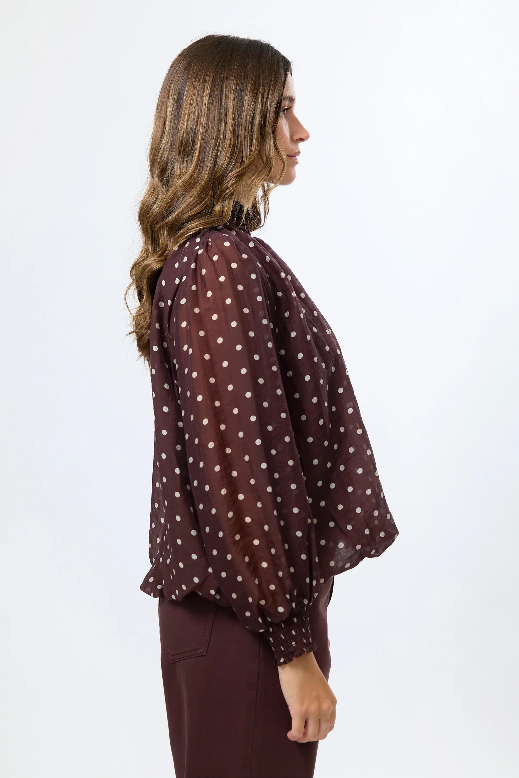 STELLA + GEMMA SUE BLOUSE - CHOC SPOT - THE VOGUE STORE