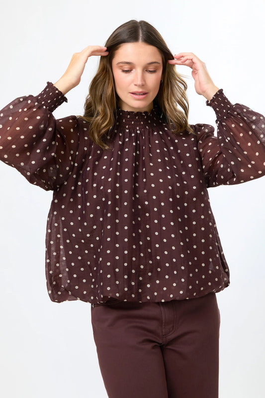 STELLA + GEMMA SUE BLOUSE - CHOC SPOT - THE VOGUE STORE