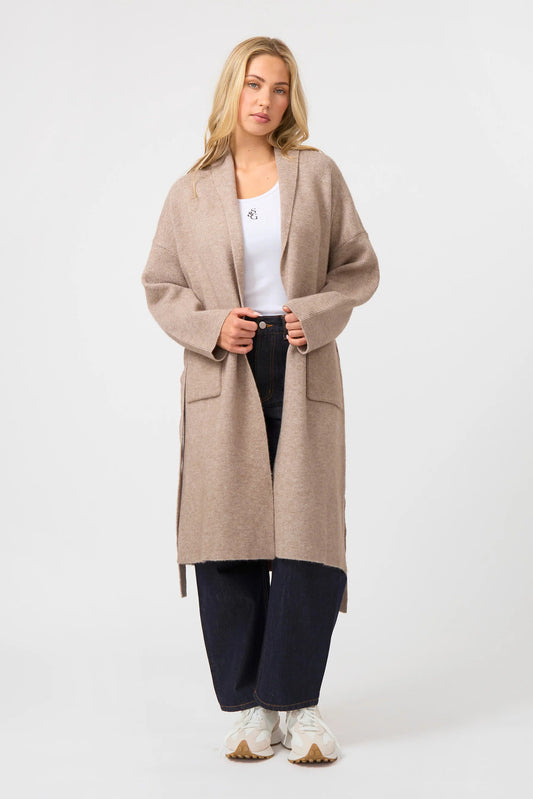 STELLA + GEMMA MIA CARDIGAN - OAT MARLE - THE VOGUE STORE
