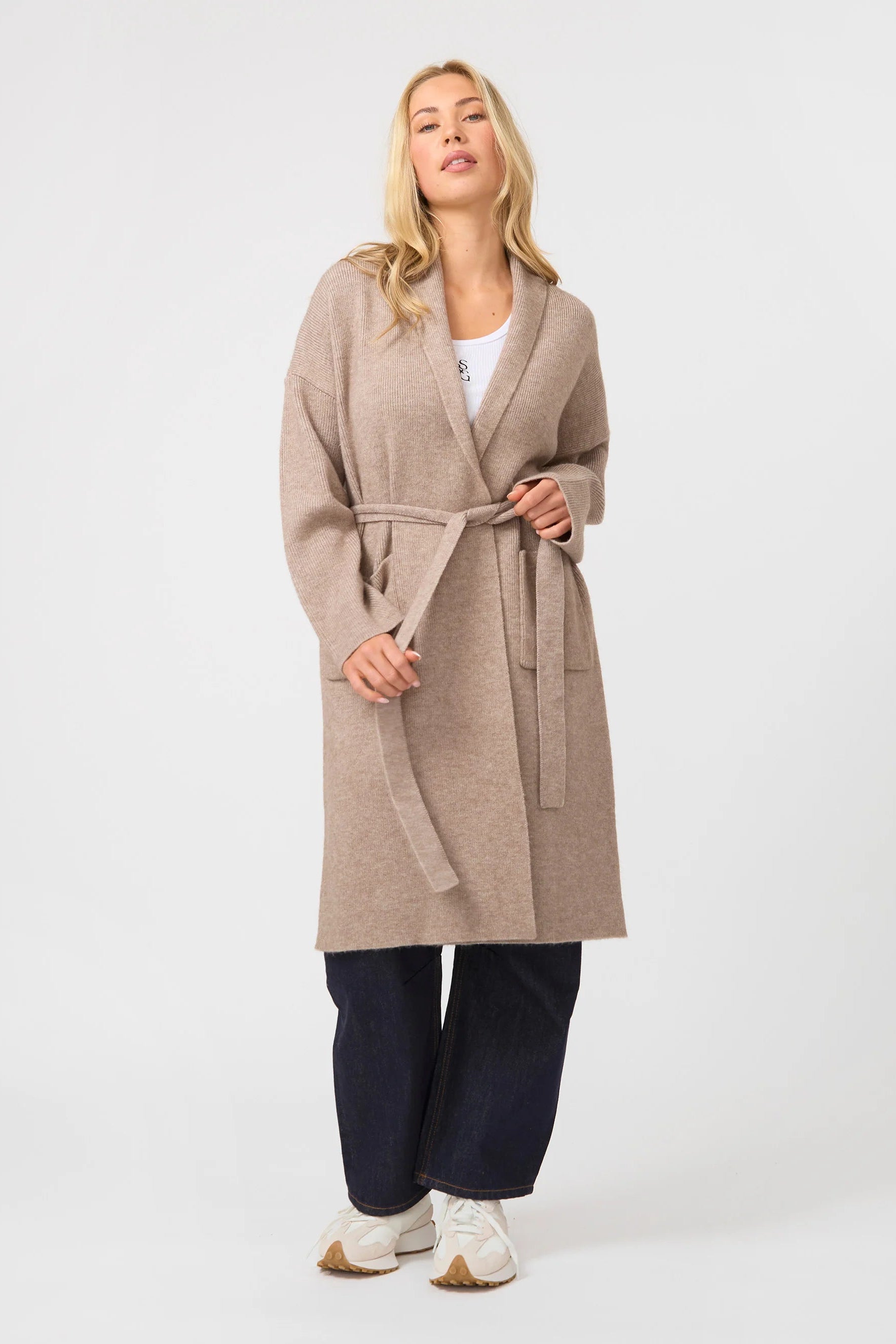 STELLA + GEMMA MIA CARDIGAN - OAT MARLE - THE VOGUE STORE