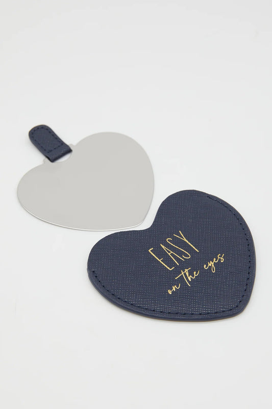 STELLA + GEMMA COMPACT MIRROR NAVY HEART - THE VOGUE STORE