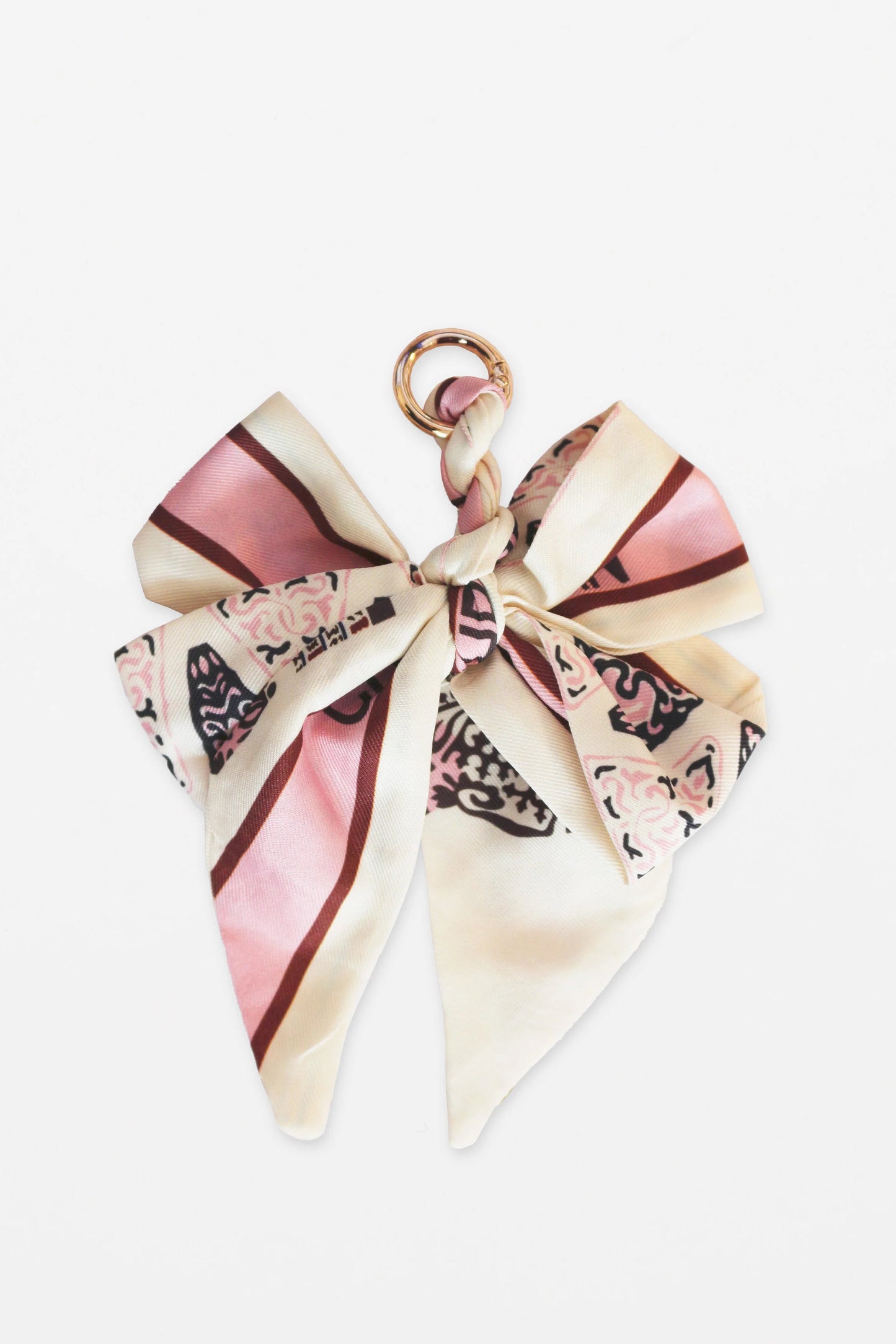 STELLA + GEMMA BAG/KEY CHARM BOW BLUSH WHITE WITH GOLD CHAIN - THE VOGUE STORE
