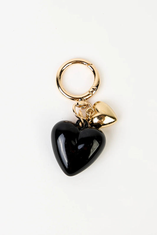 STELLA + GEMMA BAG/KEY CHARM - BLACK HEART - THE VOGUE STORE
